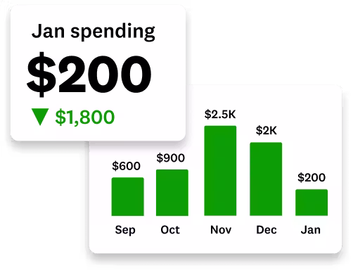 Spending chart showing monthly trends